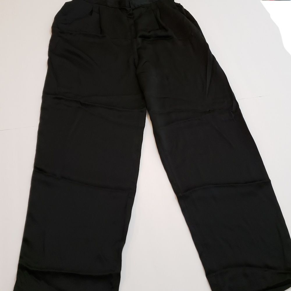 Neiman Marcus 100% Silk Black High Waisted Pants Size 8 - Picture 2 of 5